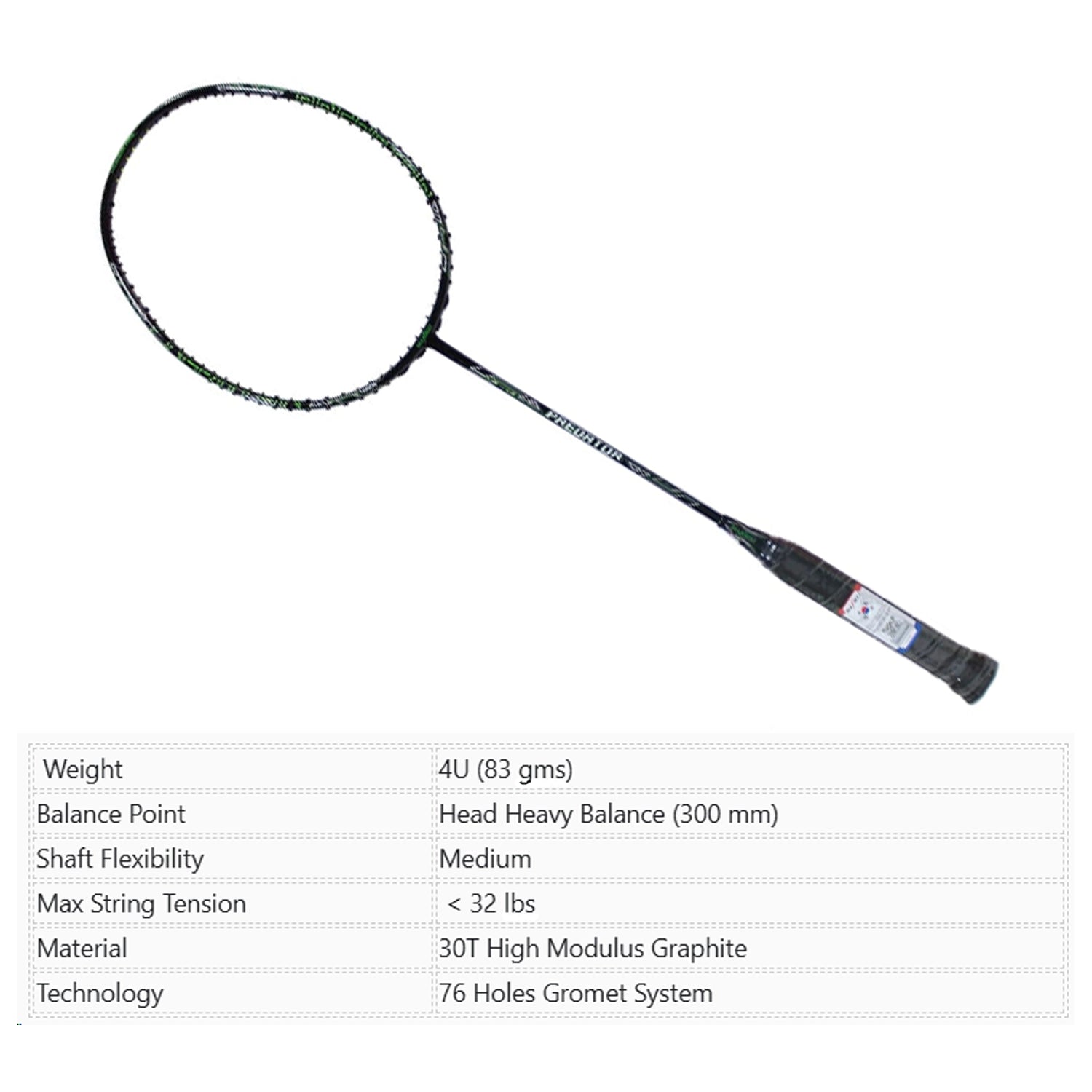 Maxbolt_Predator_Badminton_Racket_Specs_InstaSport