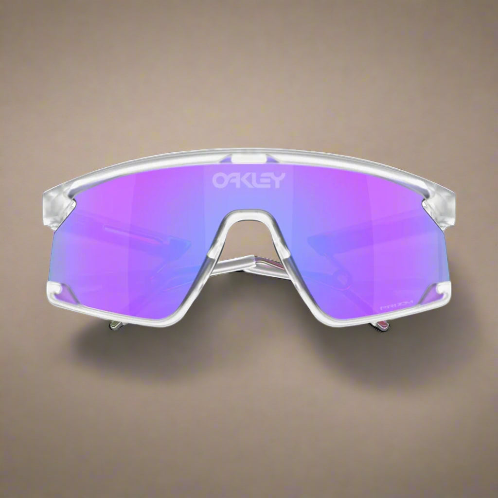 Oakley_BXTR_Metal_Sunglass_MatteClear_Prizm_VioletLens_Frontview_Instasport