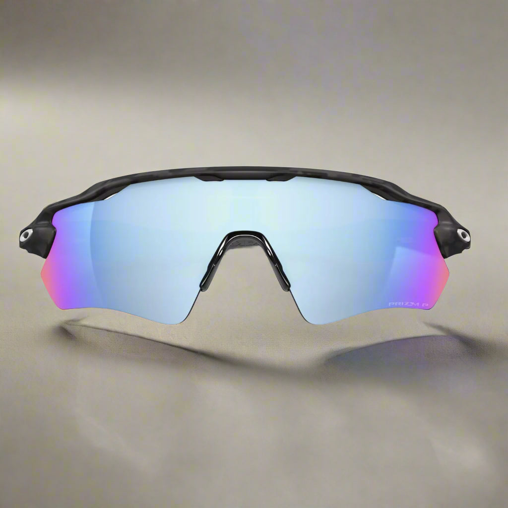 Oakley_Radar_EVPath_Sunglass_MatteBlackCamo_PrizmDeepWaterPolarized_FrontView_Instasport