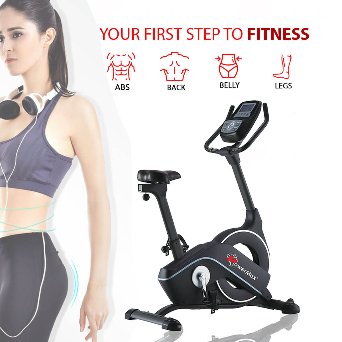 Powemax_BU_900_Semi_Commercial_Magnetic_Upright_Bike_First_Step_InstaSport
