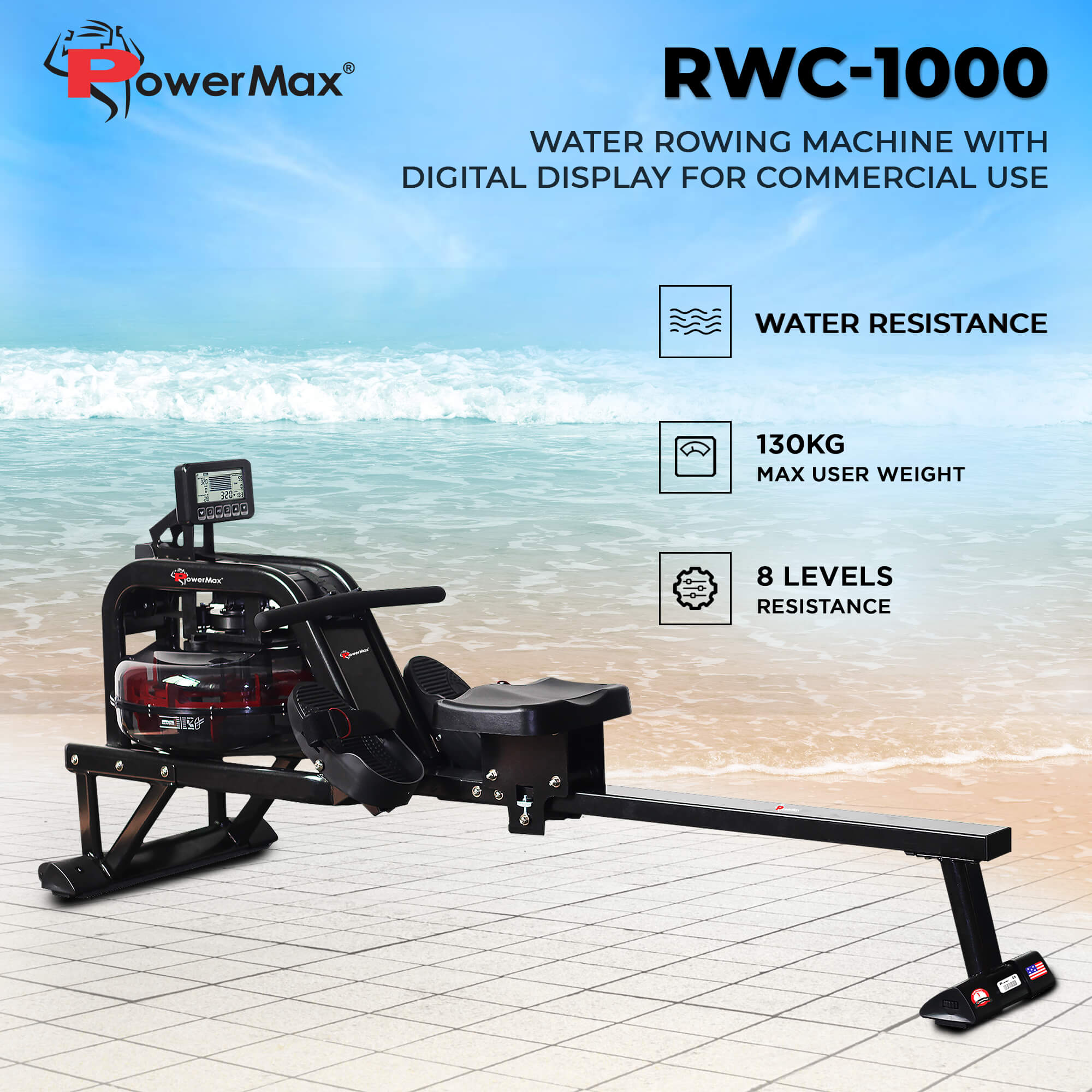 Powermax_RWC_1000_Water_Rowing_Machine_With_Digital_Display_Creative_InstaSport