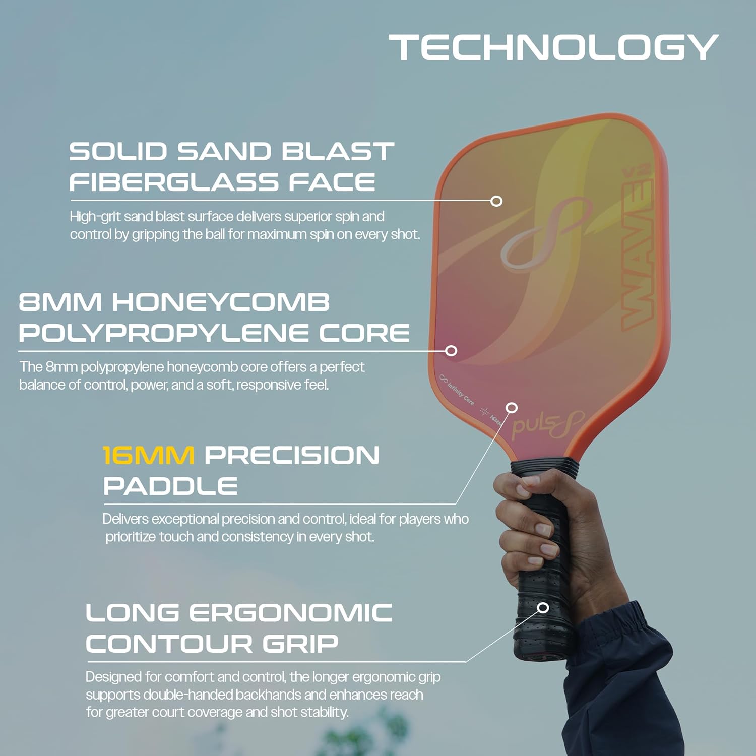 Puls8_Wave_V2_Pickleball_Paddle_Volcano_Flame_Technology_InstaSport