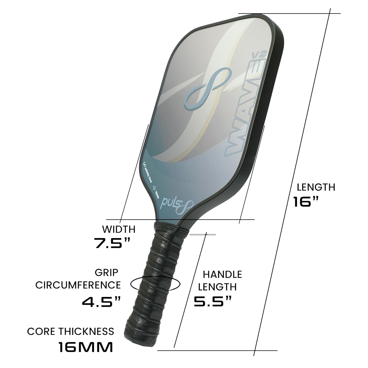 Pulse8_Wave_V2_Pickleball_Paddle_Burnt_Charcoal_Info_InstaSport