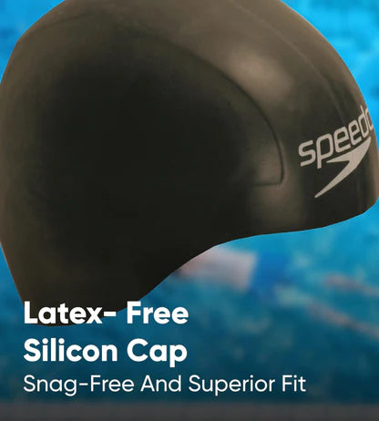 Speedo_Aqua_V_Drag_Reducing_Racing_Swimming_Cap_Black_Latex_Free_InstaSport