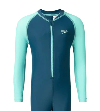 Speedo_Boys_Endura_Flex_ColorBlock_Swim_Suit_Dark_Teal_Front_Zip_InstaSport