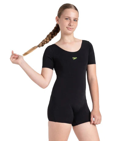 Speedo_Girls_Endurance_Sleeved_Essential_U_Black_Swimming_Legsuit_LeftInstasport