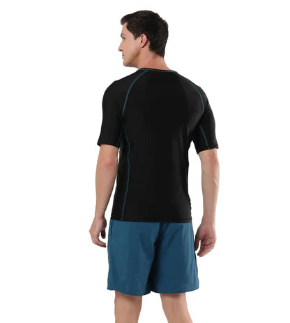 Speedo_Mens_Endurance_10_Short_Sleeve_Swimming_Suntop_Black_Back_InstaSport