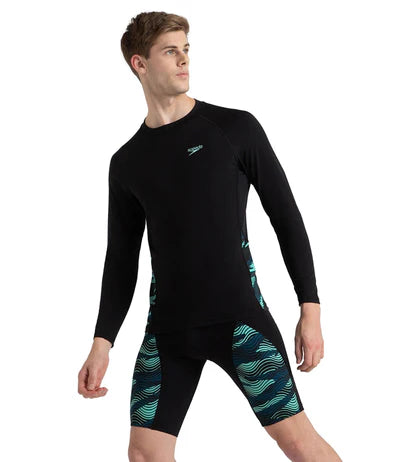 Speedo_Mens_Endurance_Long_Sleeve_Splice_Print_Swimming_Rashtop_Left_InstaSport