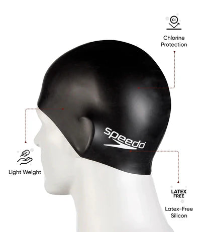 Speedo_Unisex_Flat_Silicone_Adult_Swimming_Cap_Black_Info_InstaSport