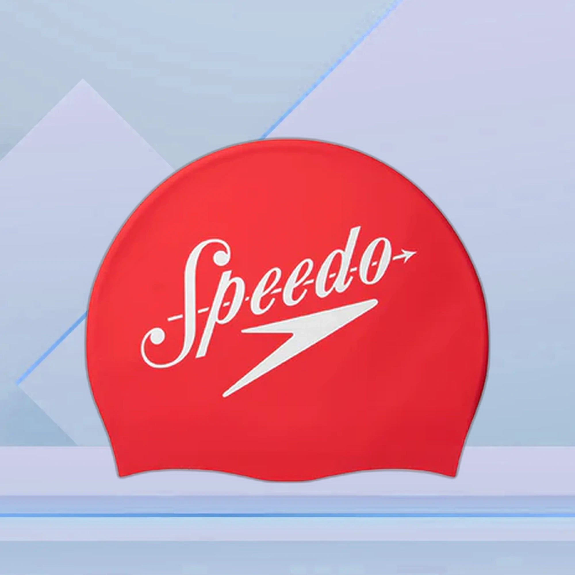 Speedo_Unisex_Logo_Printed_Silicone_Adult_Swimming_Cap_Red_White_Main_InstaSport