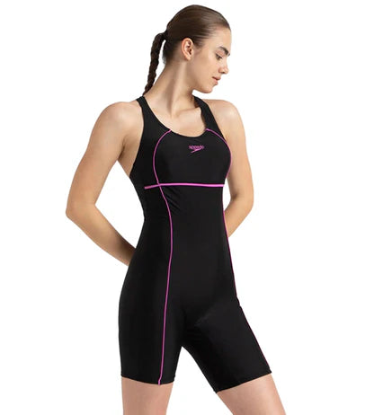 Speedo_Womens_Endurance10_Classic_Racerback_Swimming_Suit_Black_Neon_Violets_Left_InstaSport