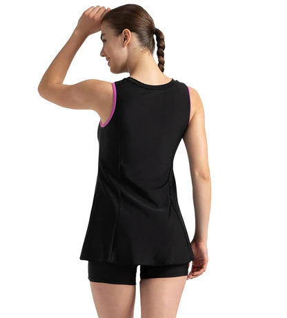 Speedo_Womens_Endurance10_Closedback_Swimdress_Black_Neon_Violet_Back_InstaSport