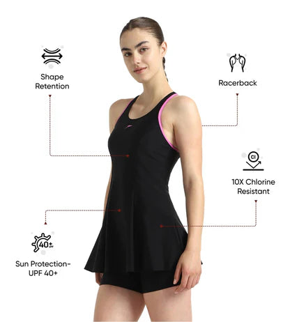 Speedo_Womens_Endurance10_Racerback_Swimdress_Black_Neon_Violet_Info_InstaSport
