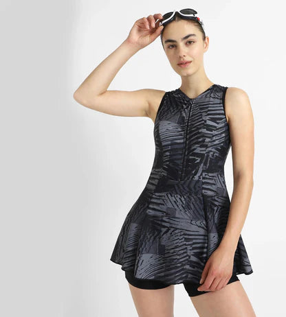 Speedo_Womens_Endurance_10_Printed_Closedback_Swimdress_with_Boyleg_Black_Grey_Lead_Main_InstaSport