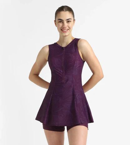 Speedo_Womens_Endurance_10_Printed_Closedback_Swimdress_with_Boyleg_Plum_Dandy_InstaSport