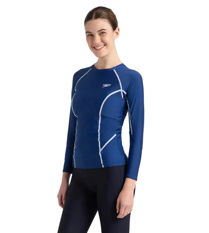 Speedo_Womens_Solid_Long_Sleeve_Swimming_Suntop_Left_InstaSport