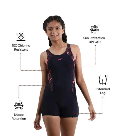 Speedo Girl's Endurance 10 Hyberboom Splice Muscleback Legsuit Swimwear