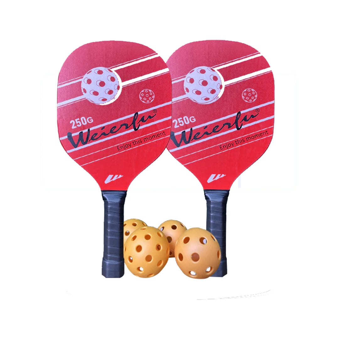 Weierfu Wooden Pickleball Paddle Set - Red