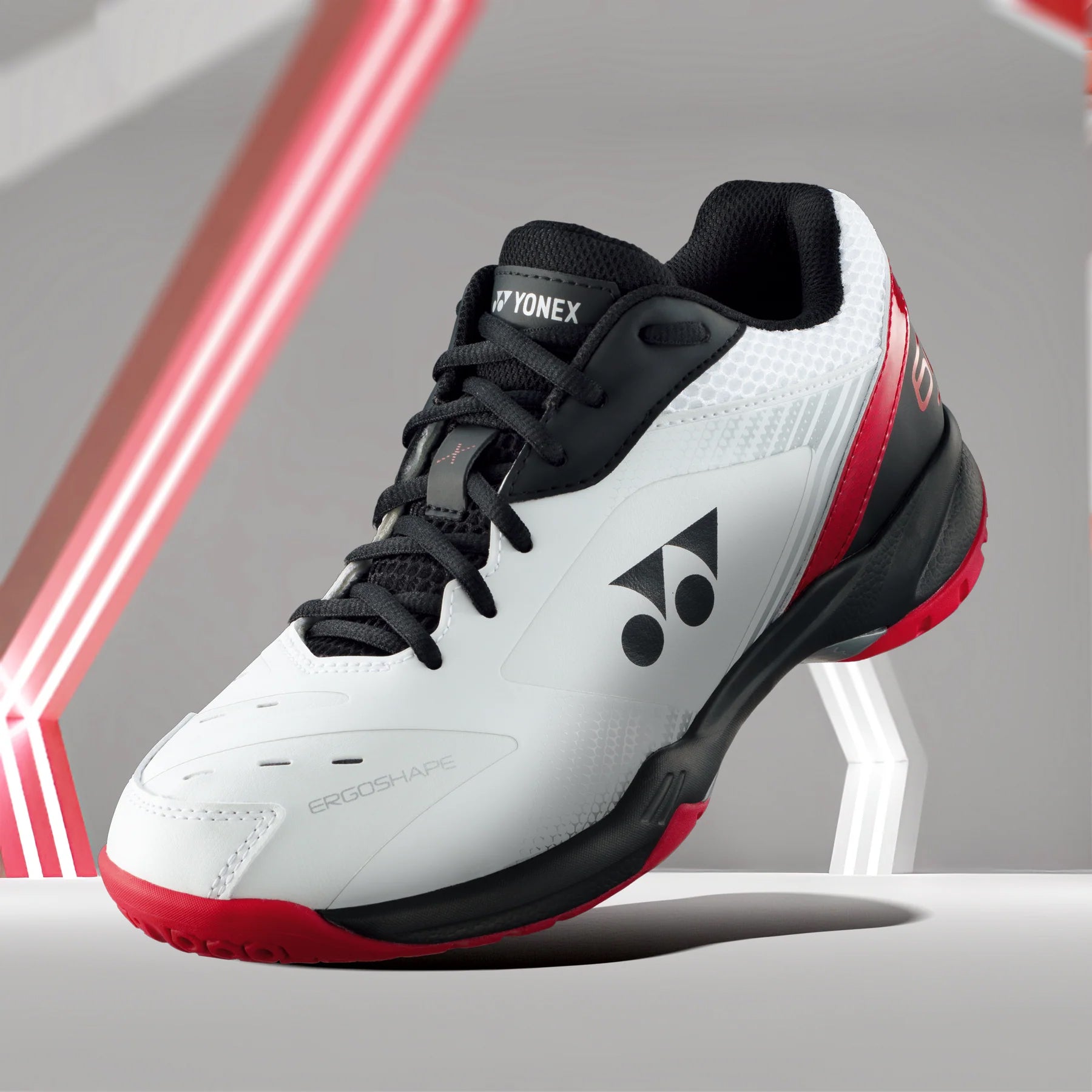 YONEX Power Cushion SHB 65 X3 Unisex Badminton Shoes (White/ Red) - InstaSport