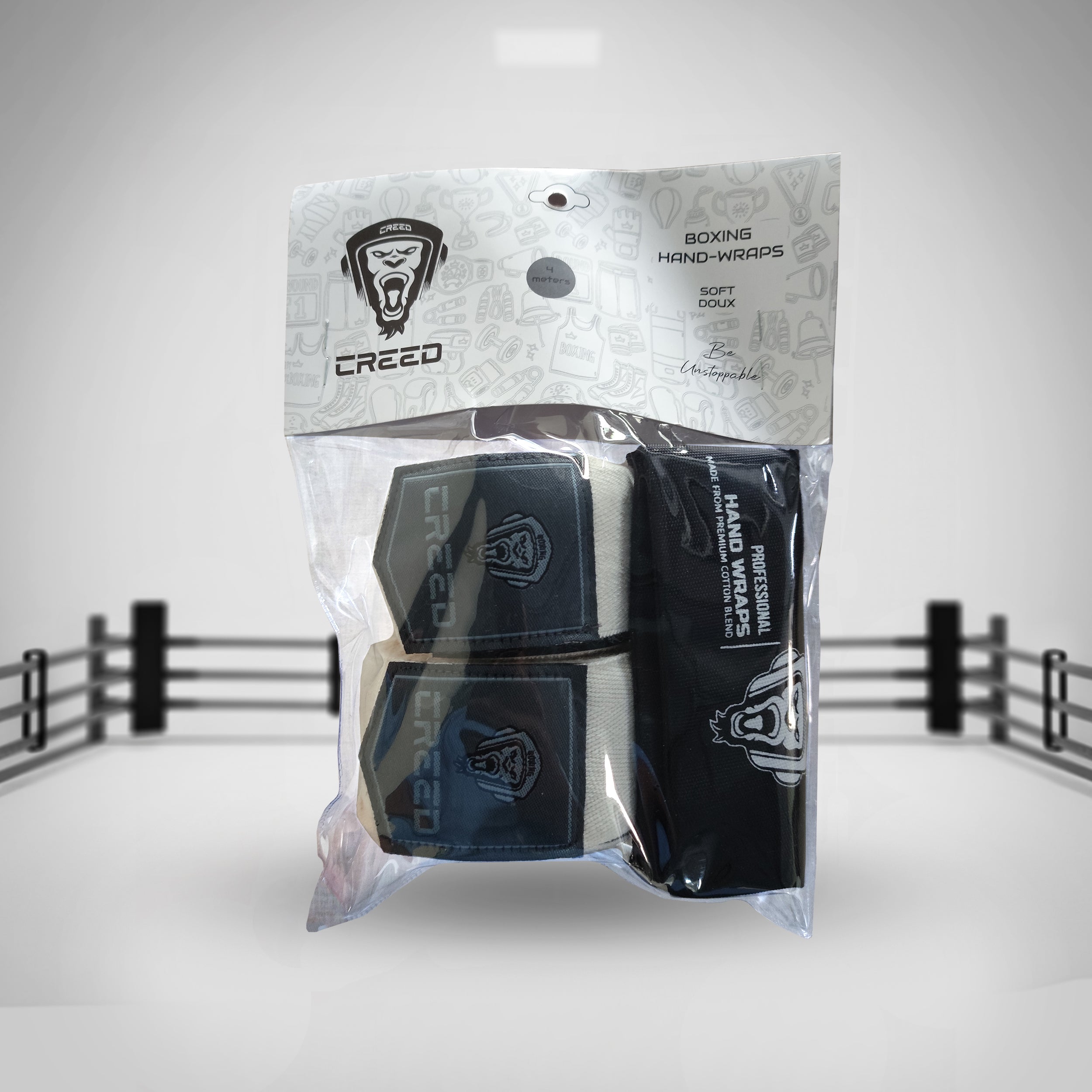 Creed Professional Boxing Hand Wraps - Natural (4m x 2) with Bag - InstaSport