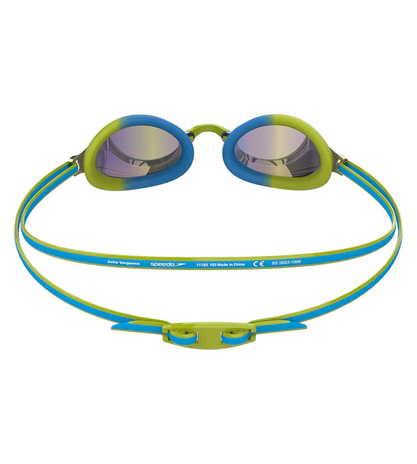 Speedo Unisex Junior Vengeance Mirror Clear - Lens Goggles - Green & Blue - InstaSport