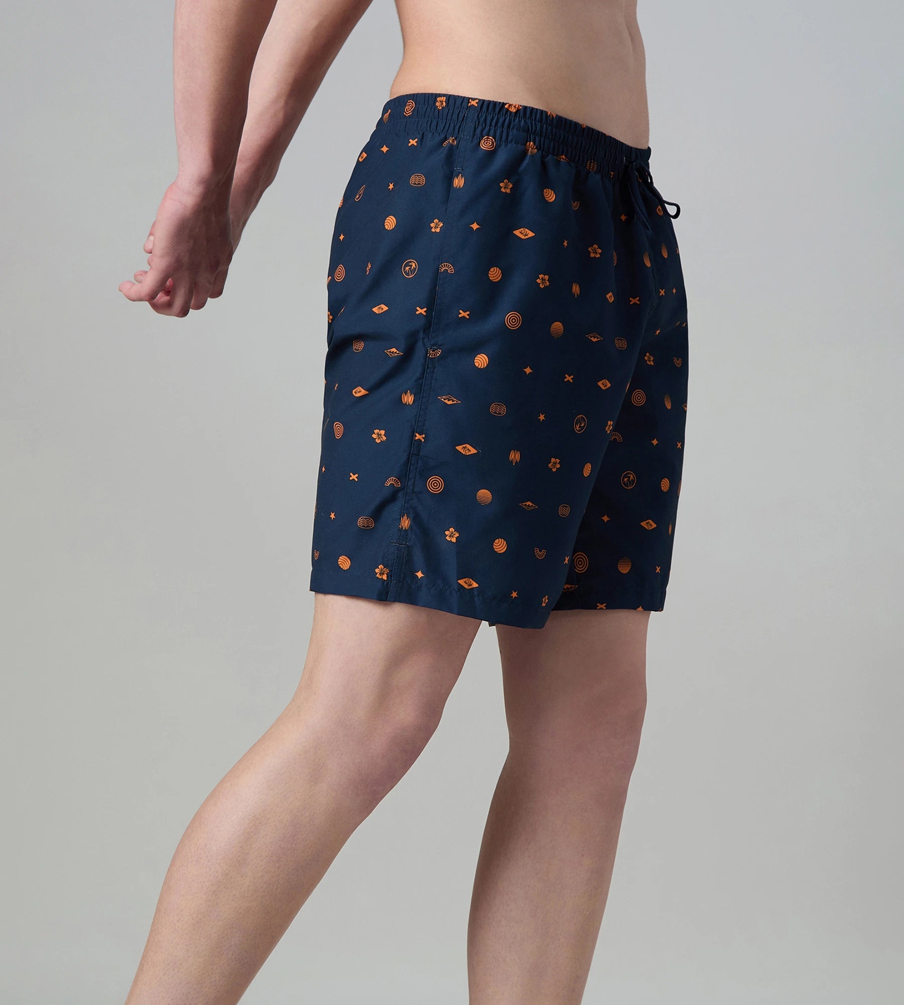 Speedo Men's 100% Polyester Essential Printed Watershorts With Side Pockets - Navy & Pure Oranga - Watershorts | Speedo | InstaSport