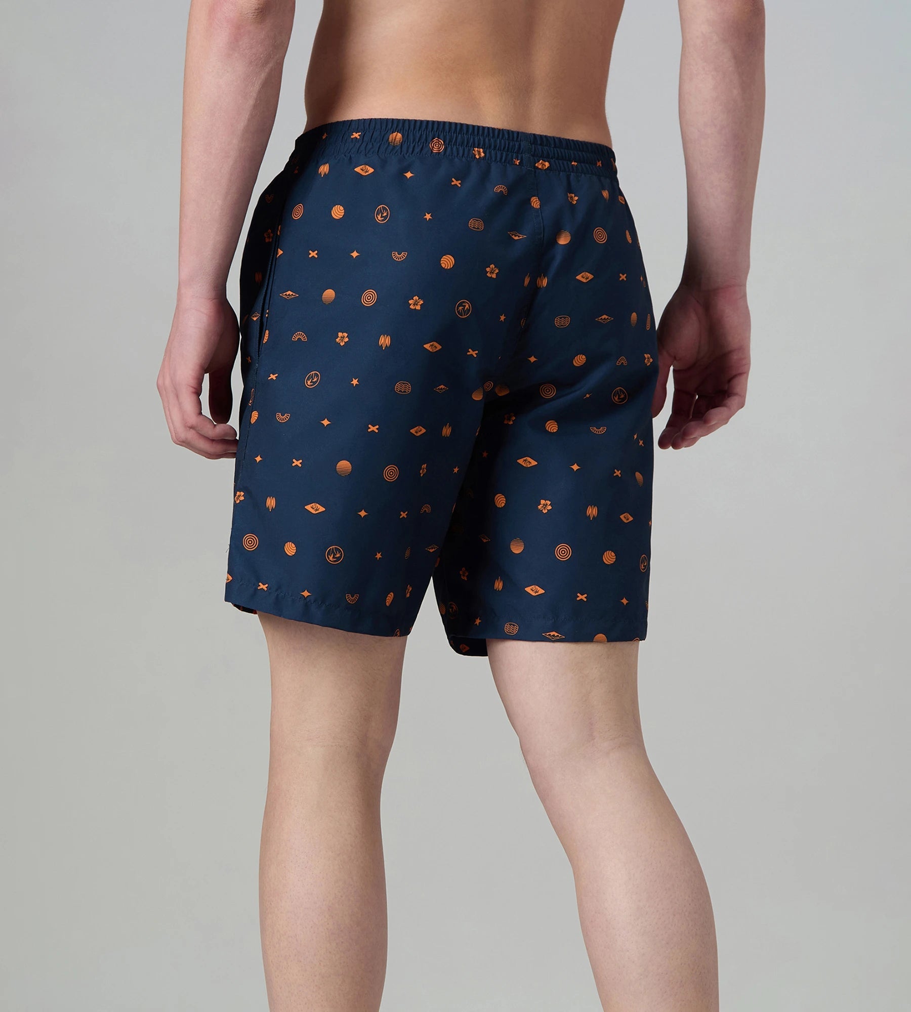 Speedo Men's 100% Polyester Essential Printed Watershorts With Side Pockets - Navy & Pure Oranga - Watershorts | Speedo | InstaSport