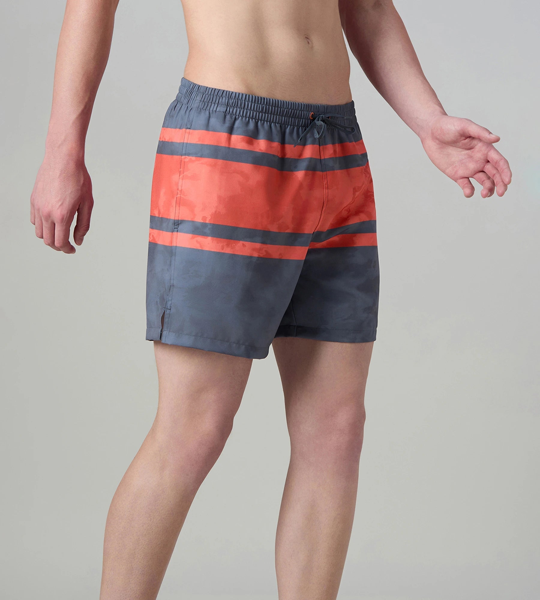 Speedo Men's 4 Way Comfort Stretch Essential Printed Watershorts With Side Pockets - Grey Lead & Tropical Coral - Watershorts | Speedo | InstaSport