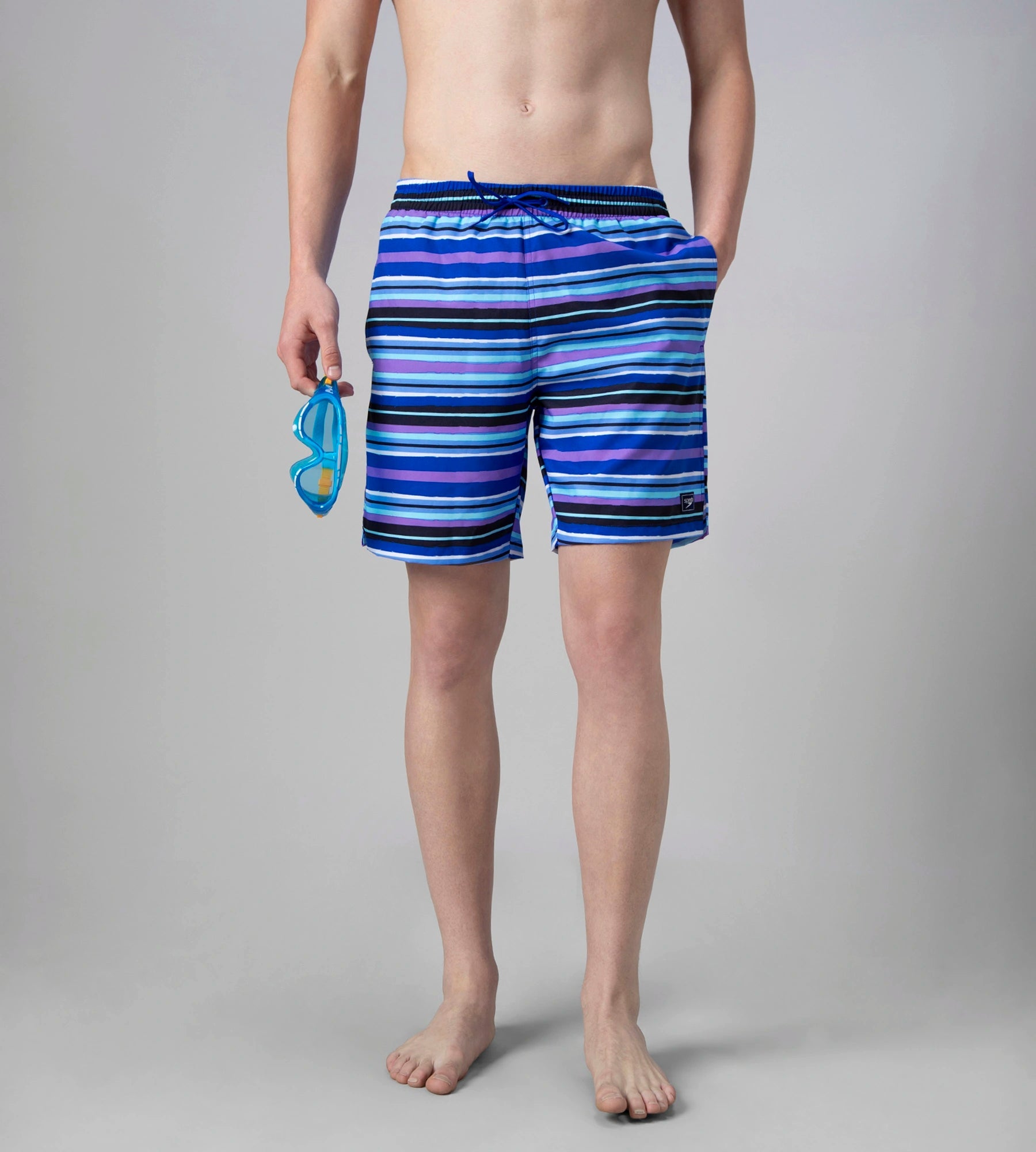 Speedo Men's 4 Way Comfort Stretch Essential Printed Watershorts With Side Pockets - Peacoat & Periwinkle Blue - Watershorts | Speedo | InstaSport