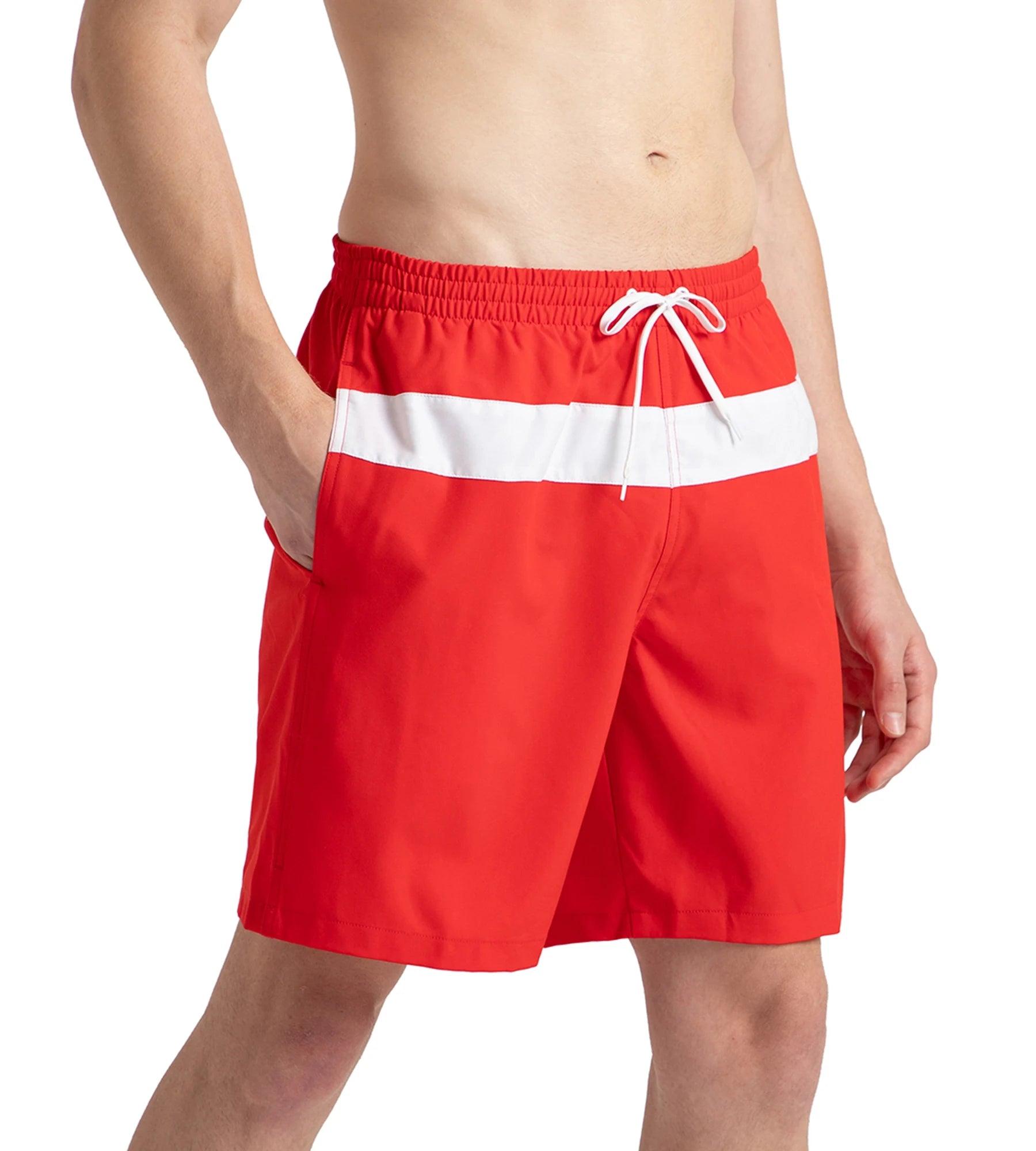 Speedo Men's 4 Way Comfort Stretch Volley Watershorts With Side Pockets - High Risk Red & White - Watershorts | Speedo | InstaSport