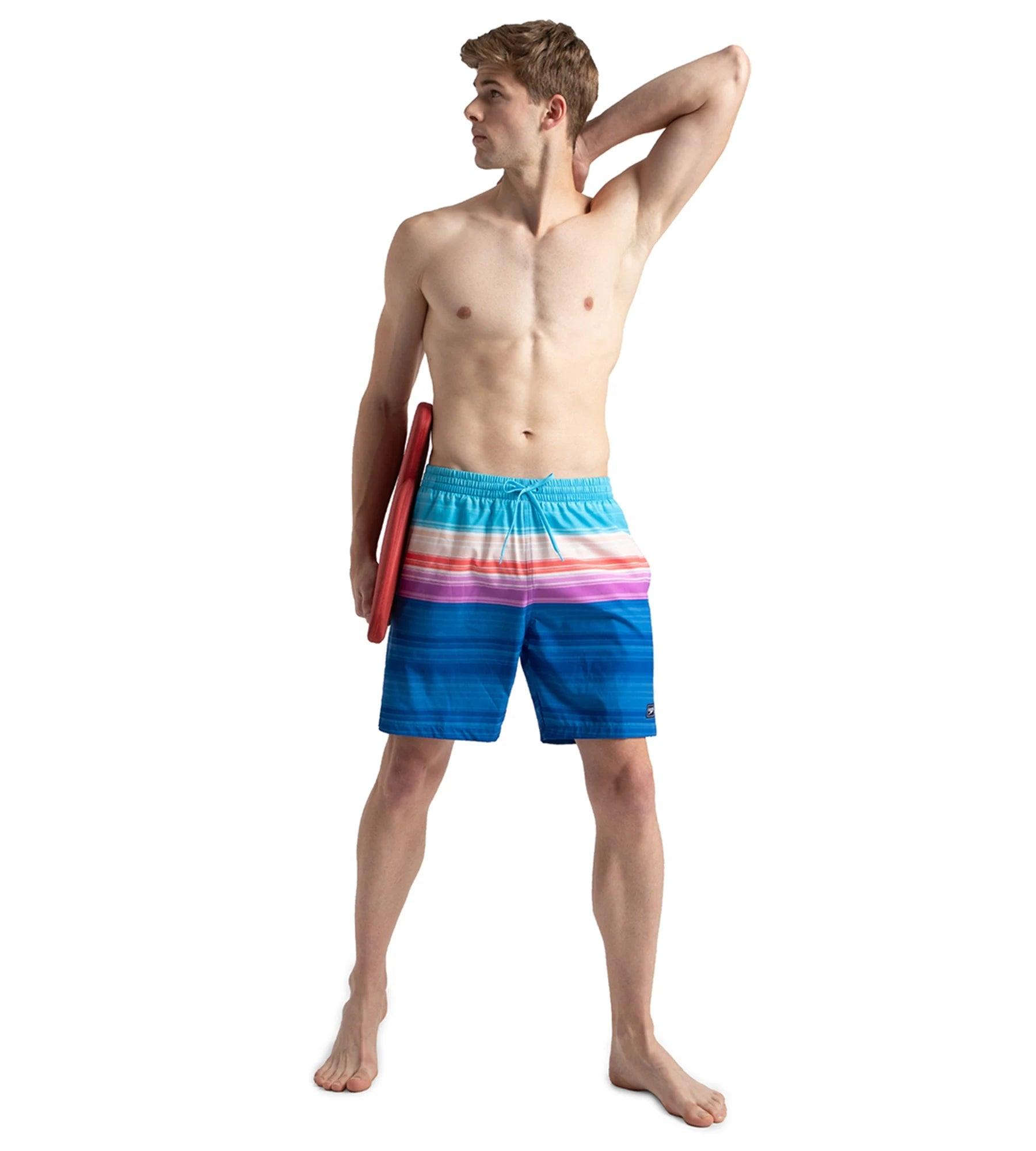 Speedo Men's 4 Way Flex Essential Printed Watershorts With Side Pockets - Turkish Sea, Picton Blue & Neon Violet - Watershorts | Speedo | InstaSport