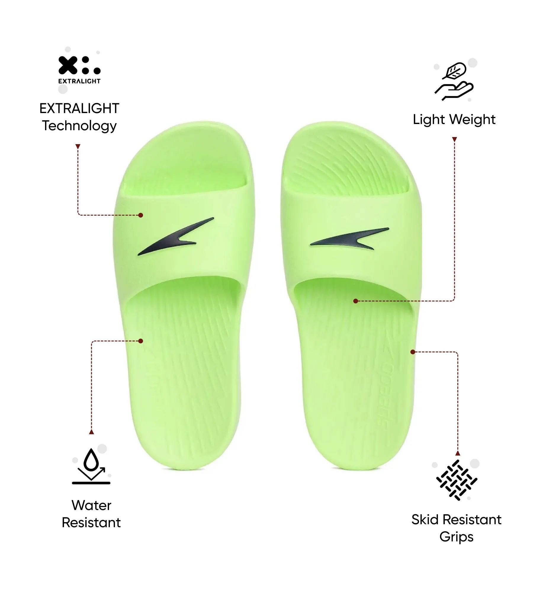 Speedo Unisex Junior's Single Colour Slides For Boys and Girls - Bright Zest & True Navy - Single Colour Slides | Speedo | InstaSport