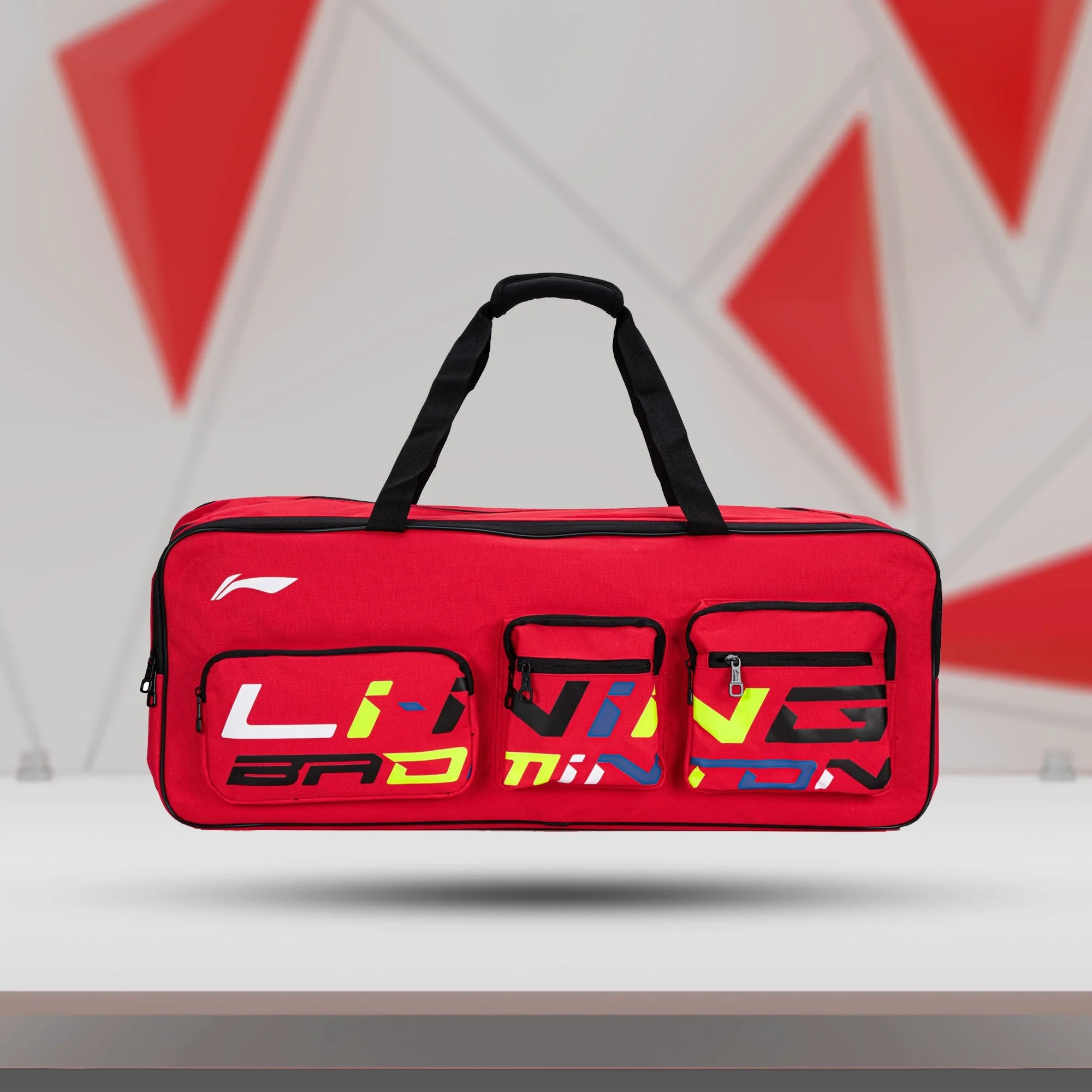 Li-Ning Rapid Badminton Kitbag in red, perfect for organized sports enthusiasts.