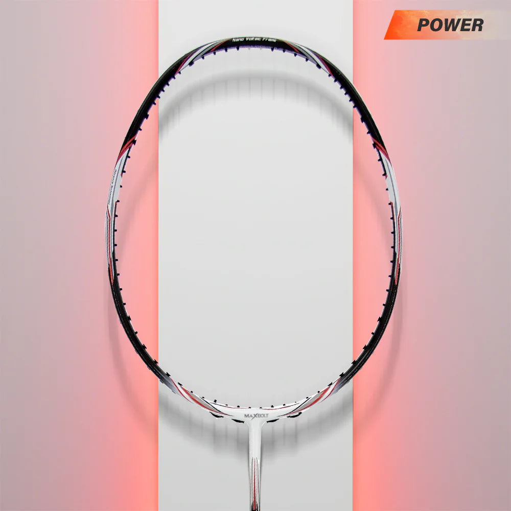 Maxbolt Woven Tech 90 Badminton Racket in Black/White for recovery and self-care.