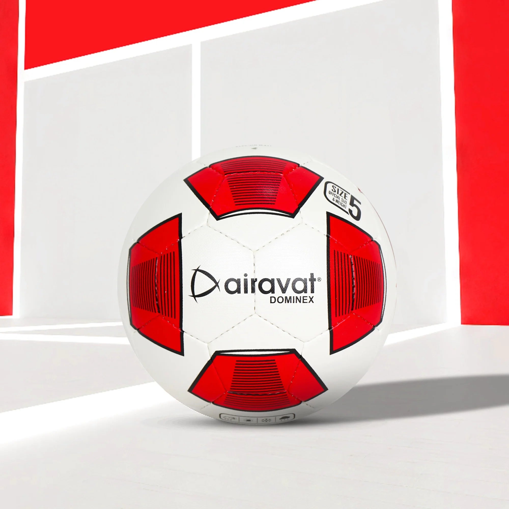 Airavat Dominex Football with white surface and black accents, featuring advanced grip technology