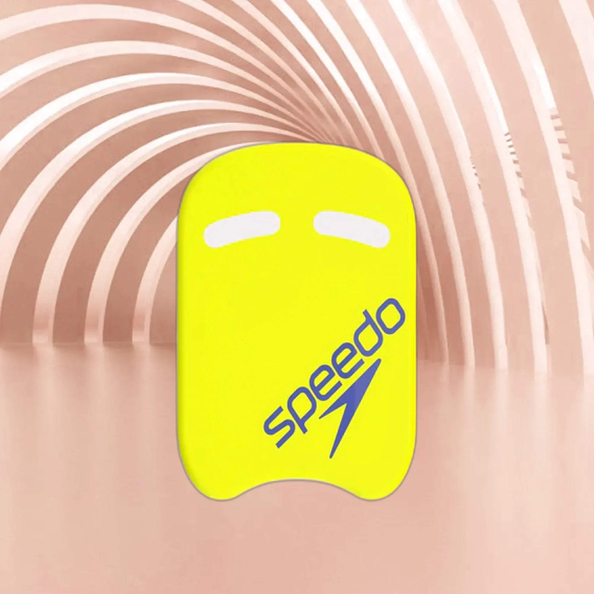 A swimming kickboard on a pool surface, highlighting its design and features.