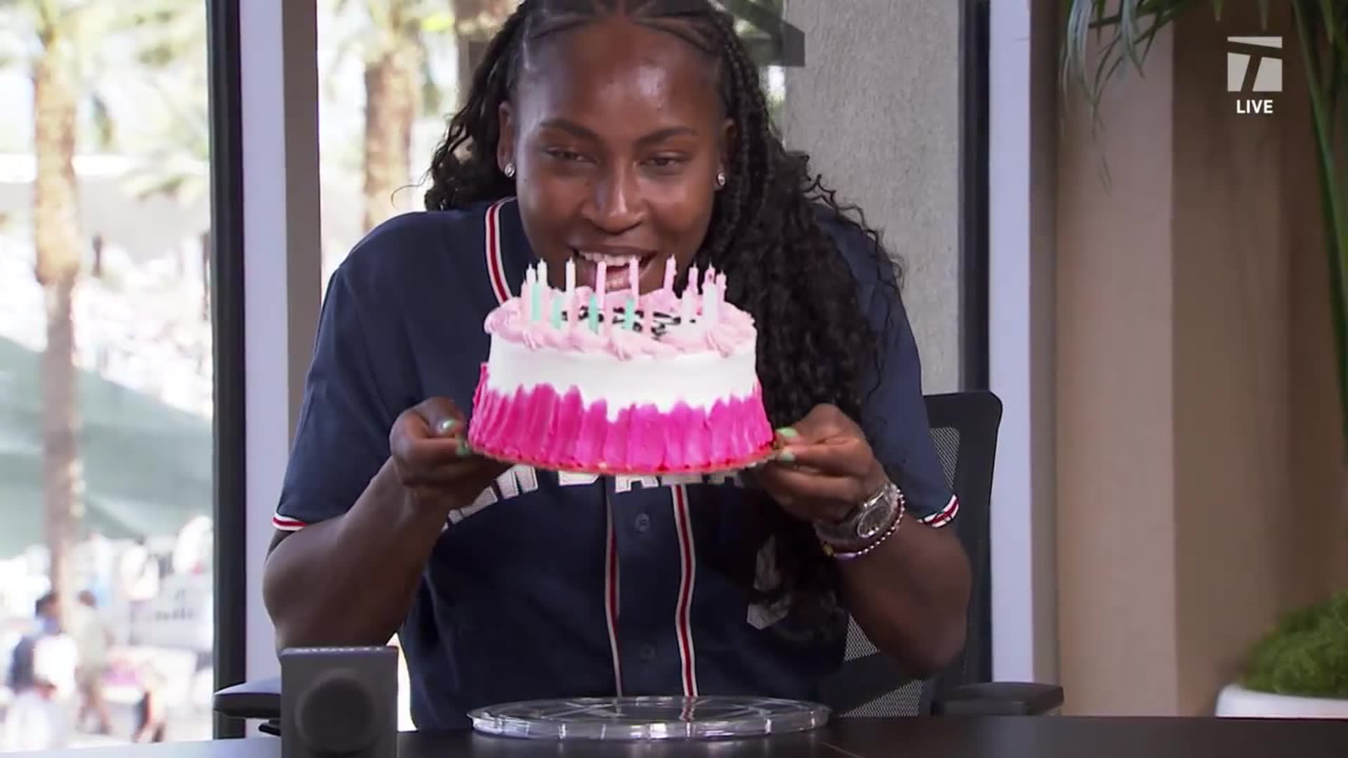 Coco Gauff Celebrates 20th Birthday with Emphatic Win and Cake on Live TV