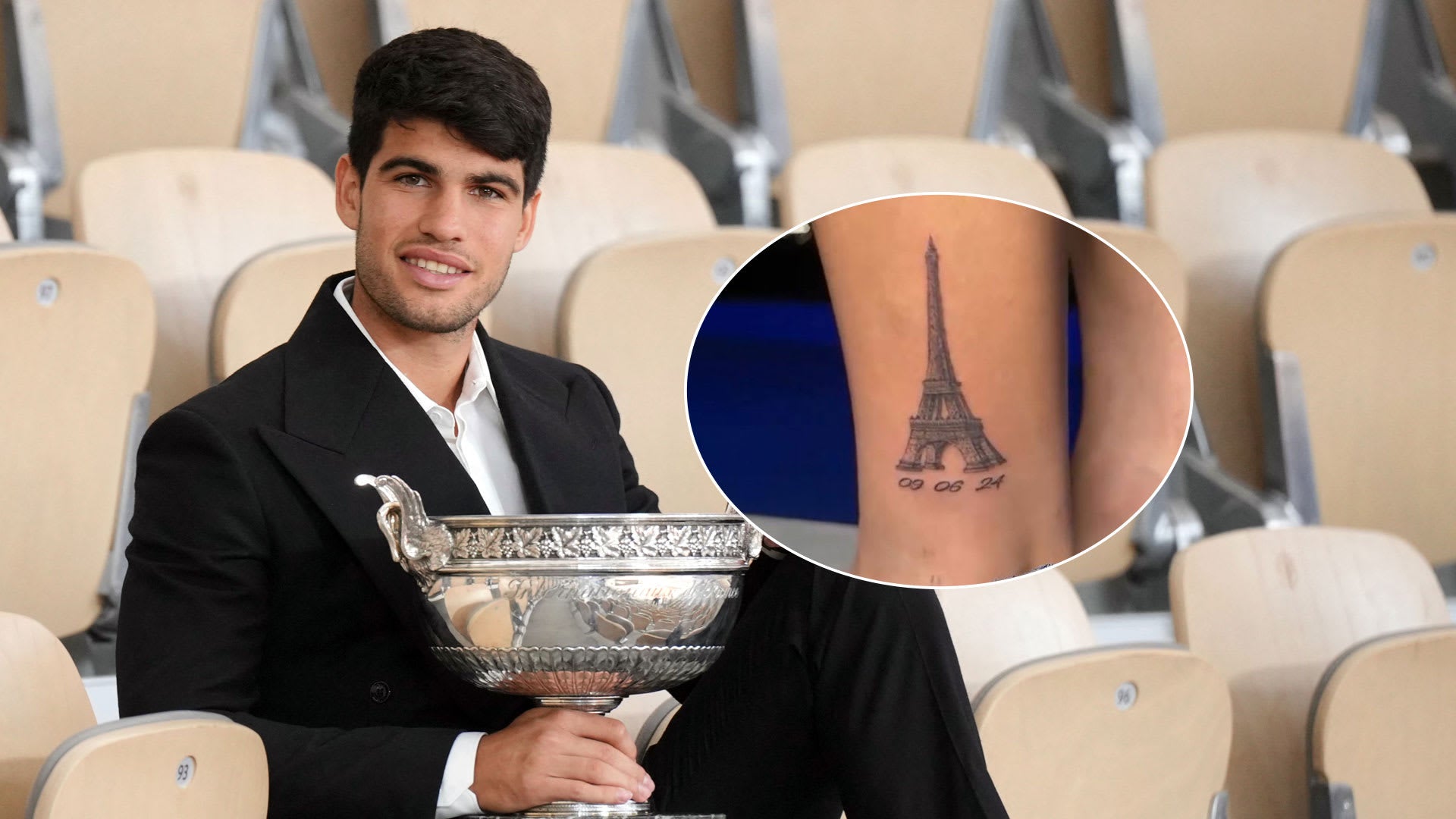 Carlos Alcaraz Immortalizes Roland Garros Triumph with Eiffel Tower Tattoo