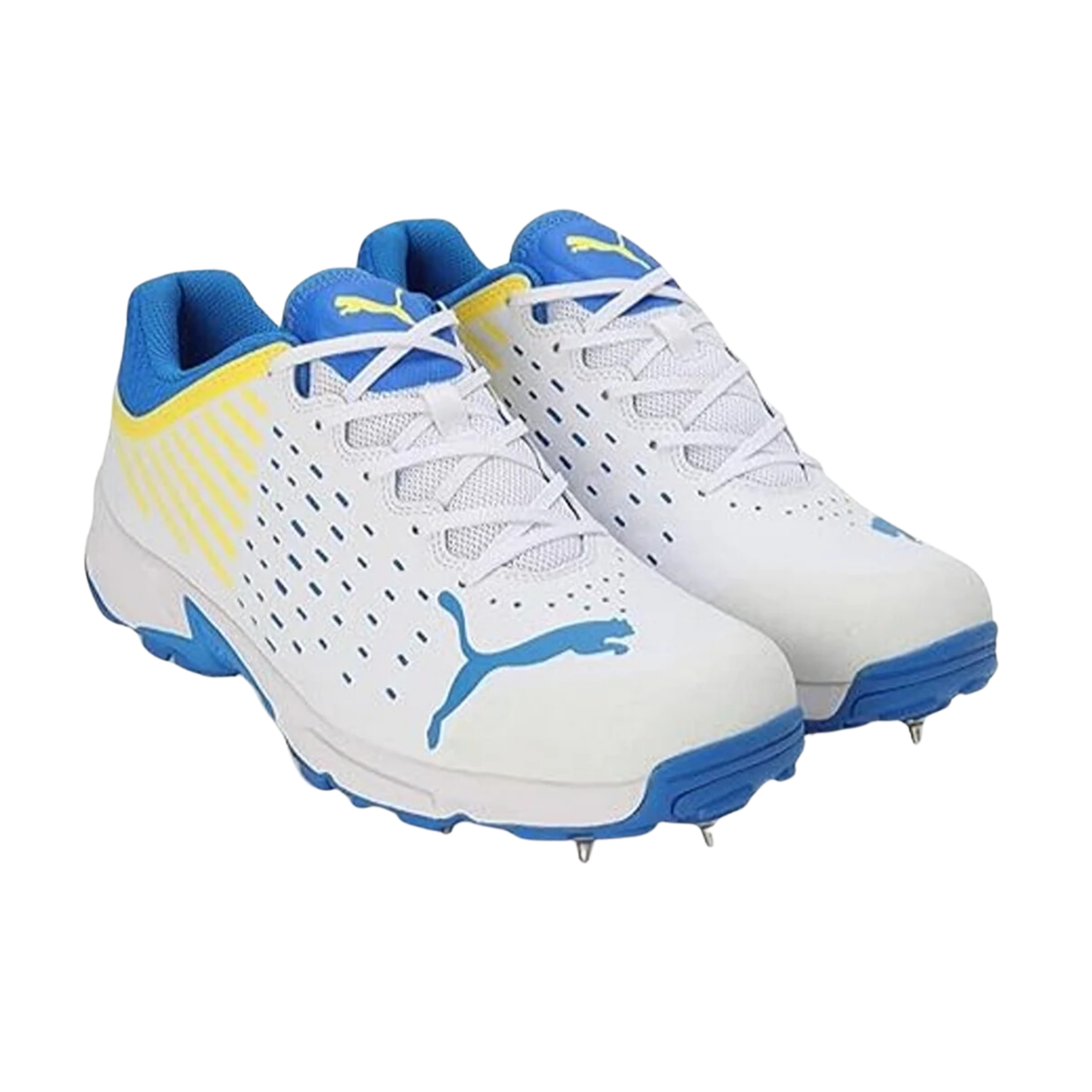 Puma Mens Spike 22.1 Cricket Shoe White/Ultra-Blue-Yellow - 10666807