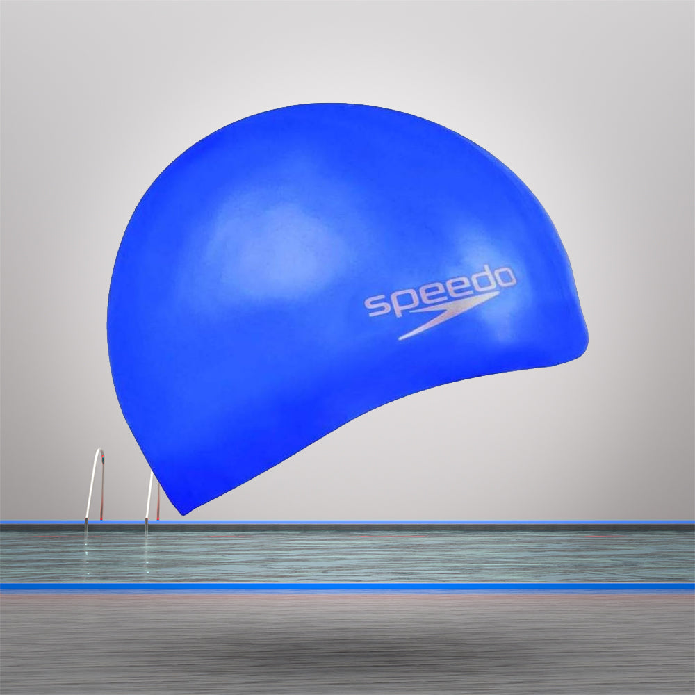 Speedo Unisex Adult Moulded Silicone Swim Cap (Blue)