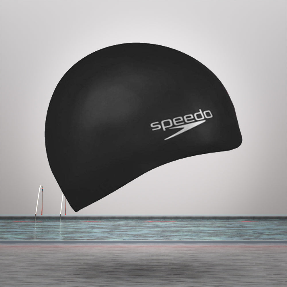 Speedo Unisex Adult Moulded Silicone Swim Cap (Black)