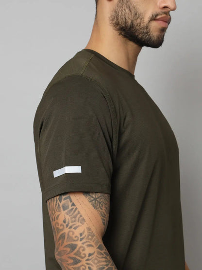 olive green colour t shirt Sleeve side - Reccy