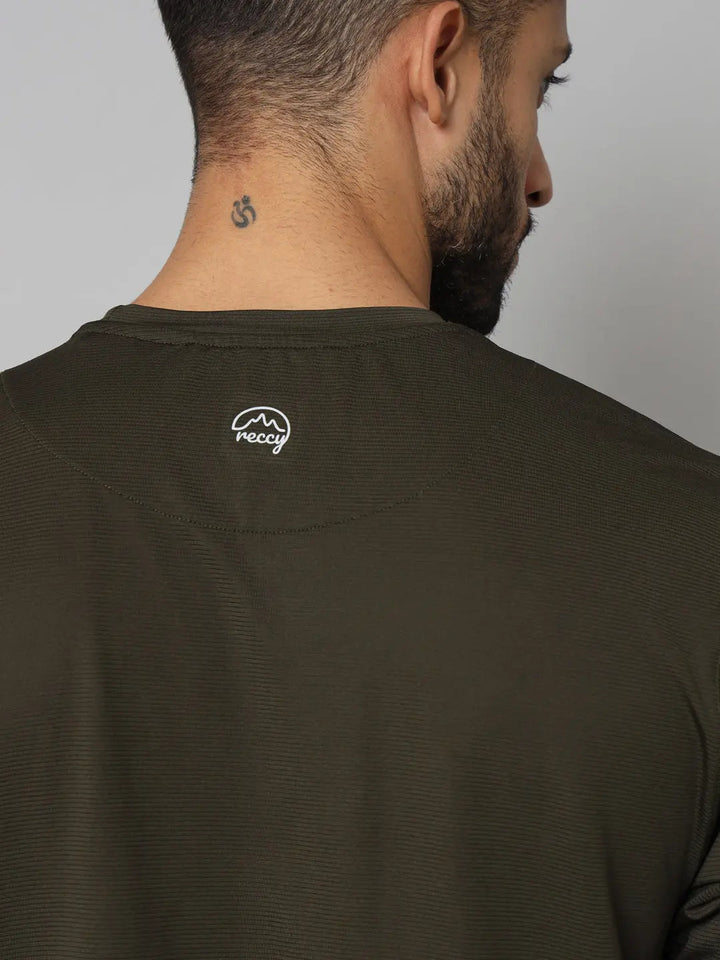 olive green colour t shirt for men - Back Side