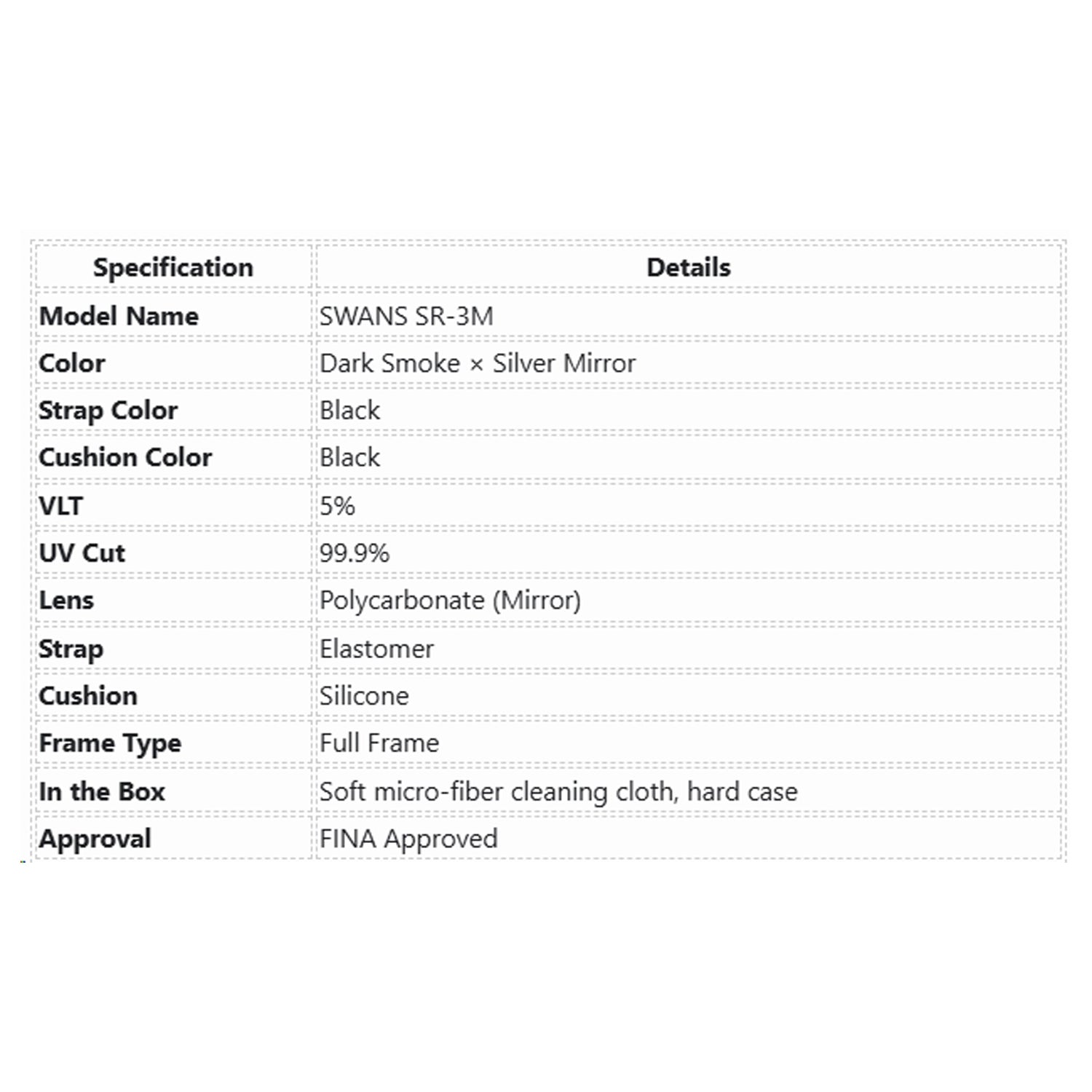 Swans SR-3M Swimming Goggle (Dark Smoke - Silver Mirror)