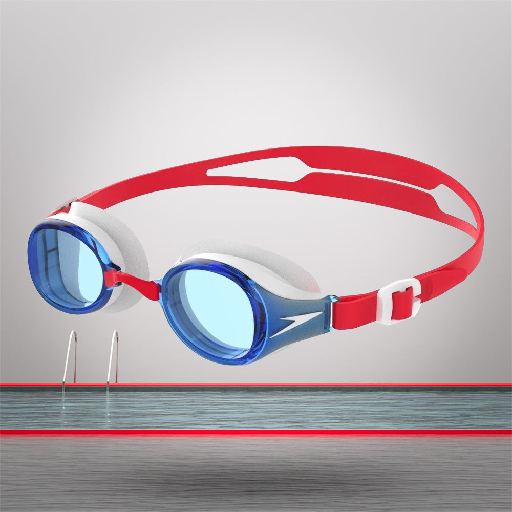 Speedo Unisex Junior Hydropure Swim Goggles - Red & Blue