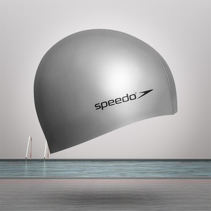 Speedo Unisex Adult Flat Silicone Swim Cap (Silver)