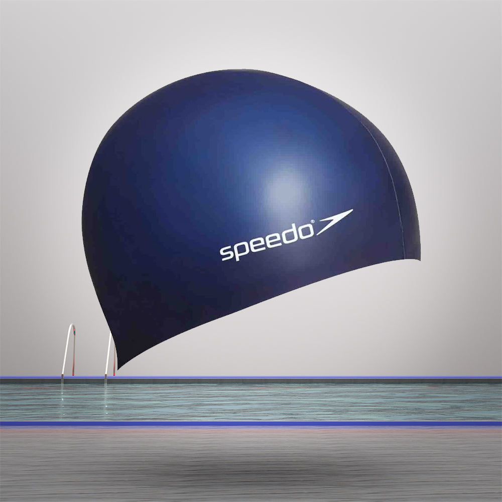 Speedo Unisex Adult Flat Silicone Swim Cap (Navy)
