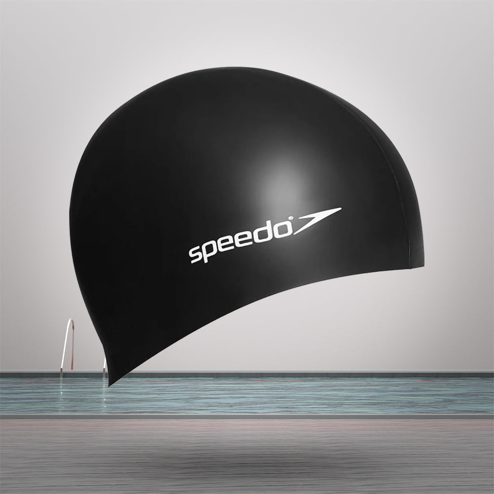 Speedo Unisex Adult Flat Silicone Swim Cap (Black)