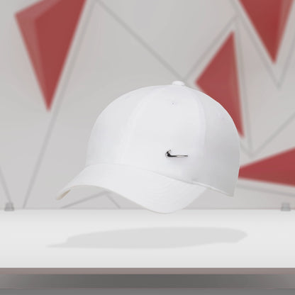 Nike Dri-Fit Club Unstructured Metal Swoosh Cap - White