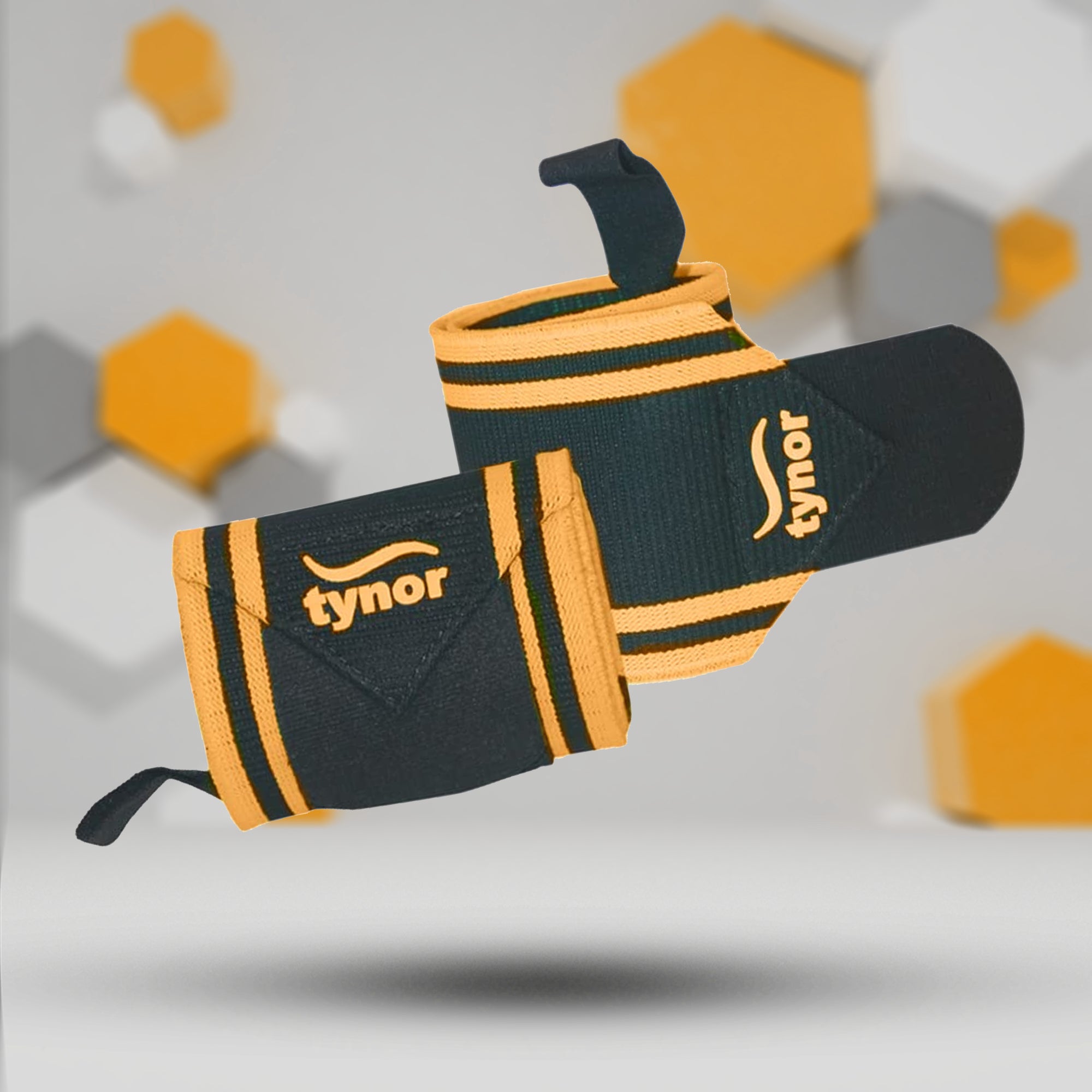 Tynor Wrist Wrap With Thumb Loop - Black & Orange (Pack of 2) - InstaSport